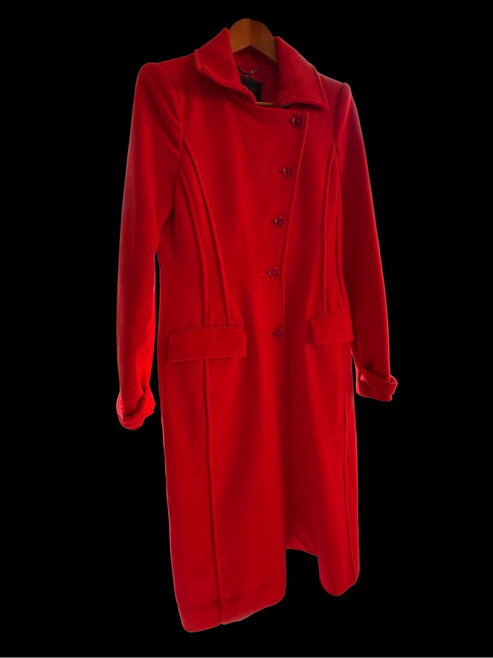 Red Women's Long Wool Coat - BCBG Max Azria size M